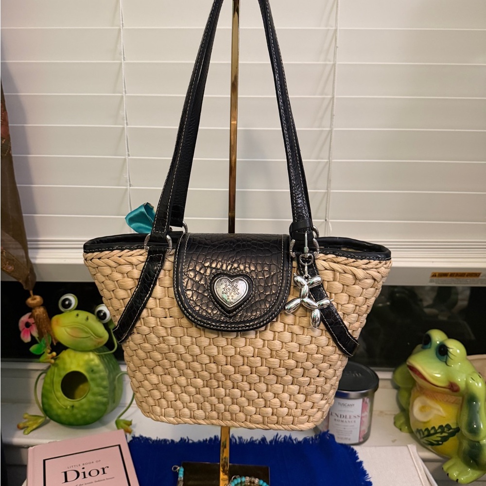 Vintage, black and Tan Brighton brand Woven Shoulder Bag - Picture 3 of 15